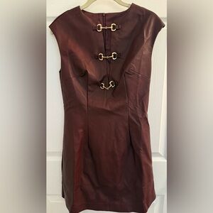 Commense Deep Burgundy Faux Leather Dress